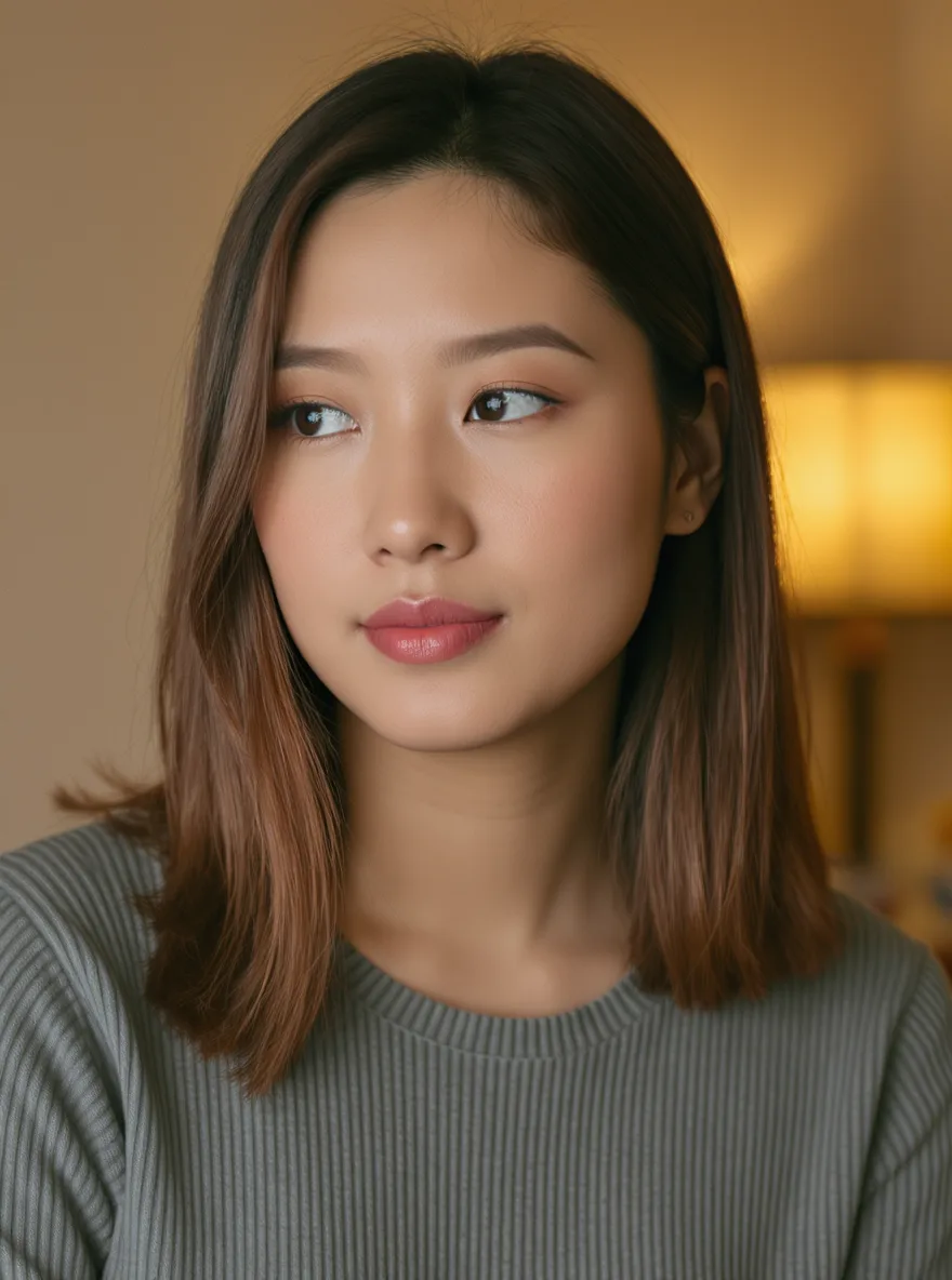 Subtle Chestnut Brown Straight Lob with Clean Lines